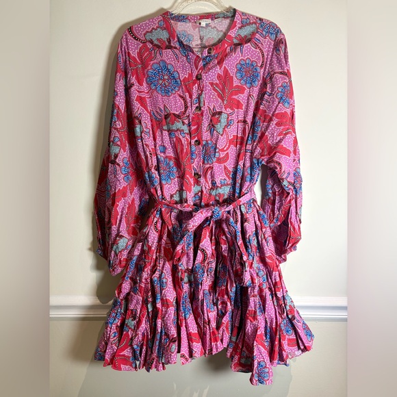 Tuckernuck RHODE Emma Fluted Floral-Print Cotton-Poplin Mini Dress Large - Picture 5 of 8